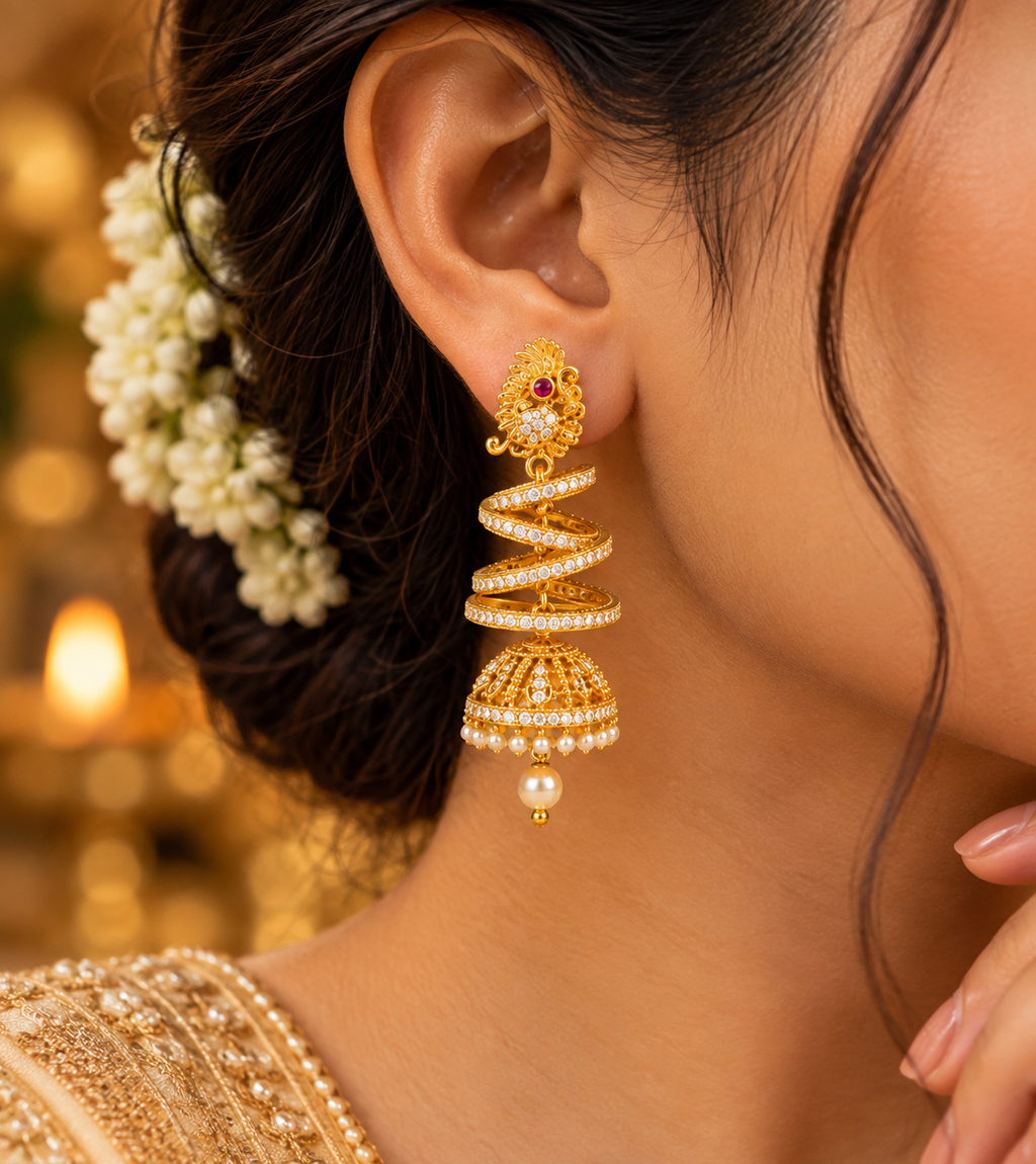 Royal Spiral Jhumkas