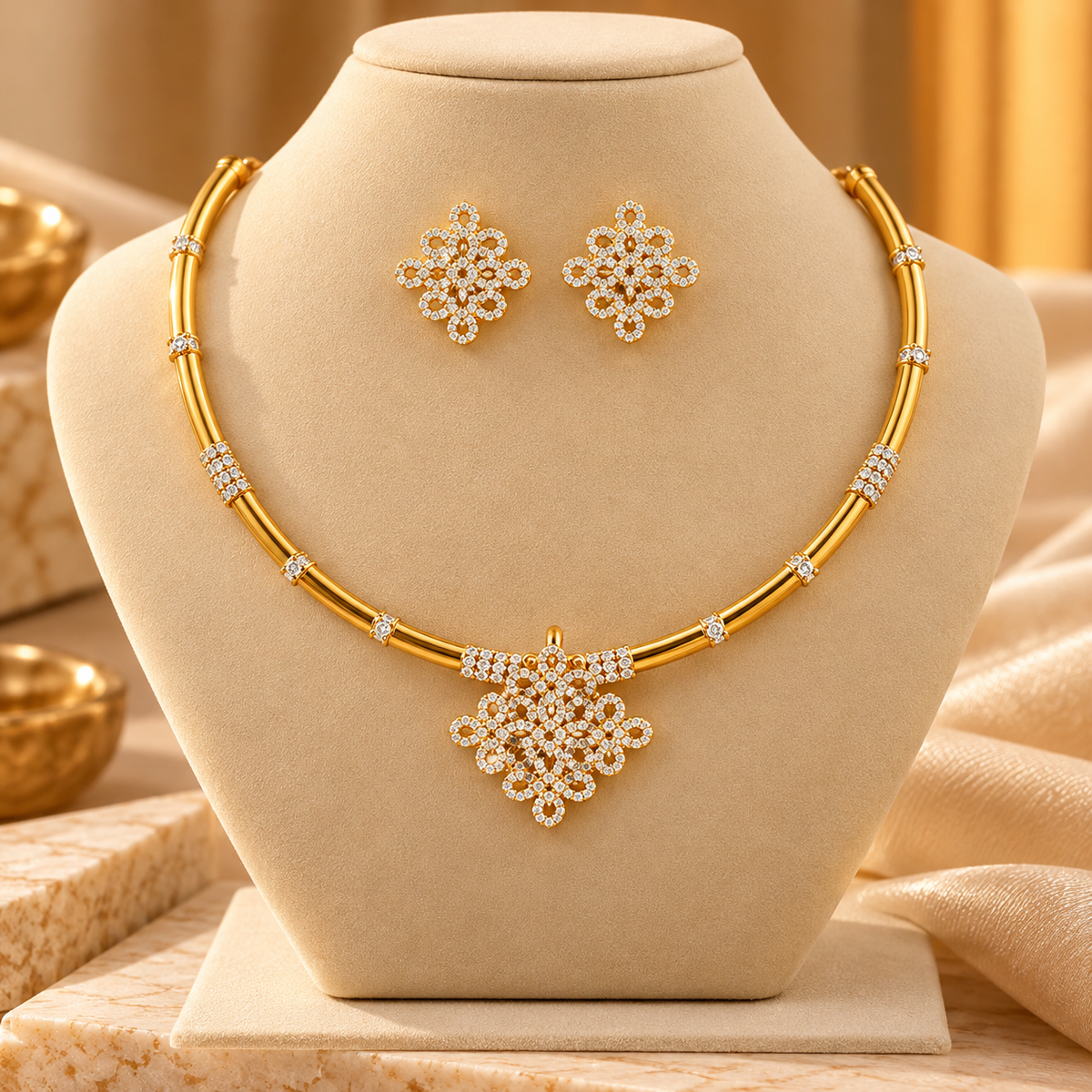 Kolam AD Stone Necklace Set
