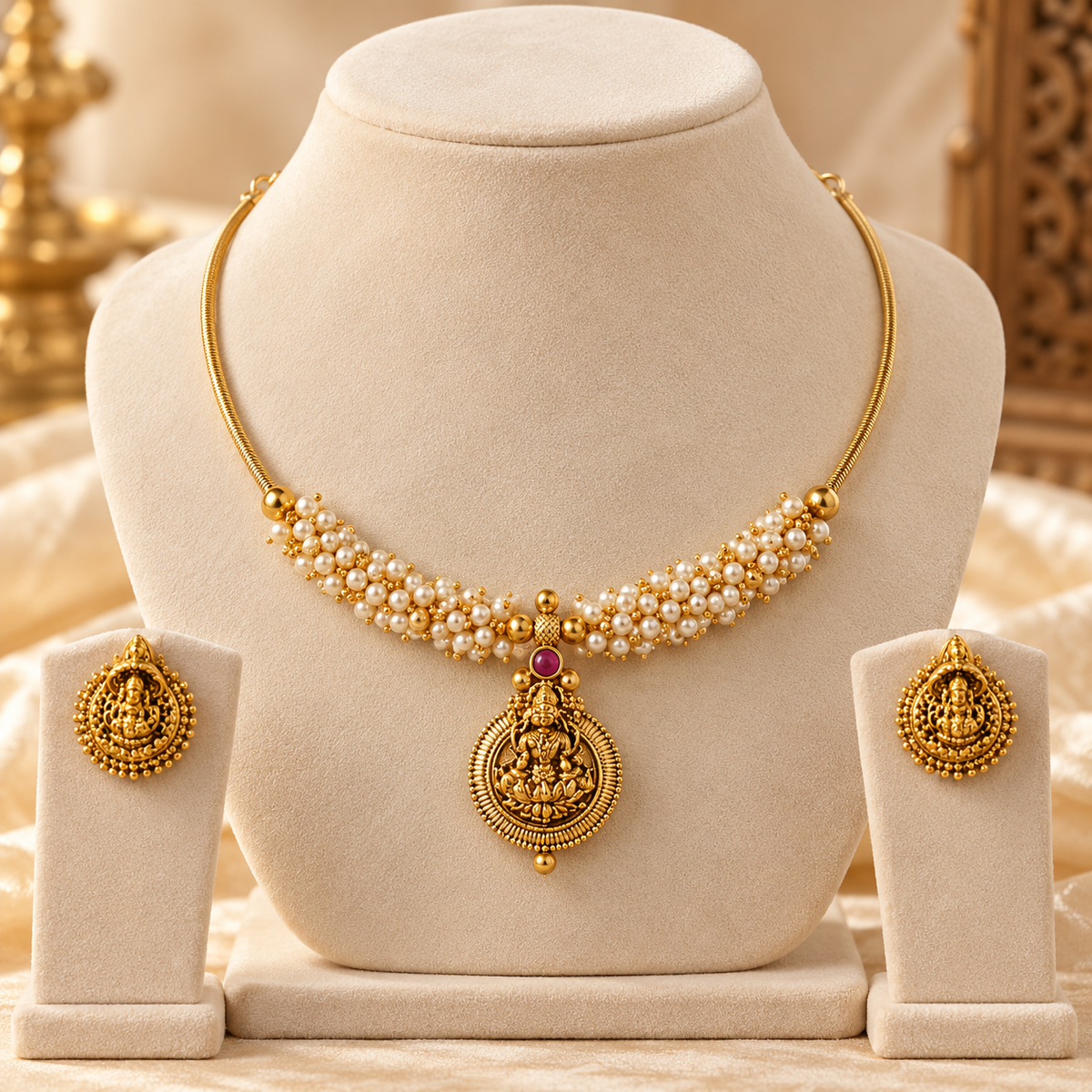 Divine Lakshmi Pearl Choker Set