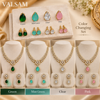 VALSAM 4-color interchangeable stone options for necklace set