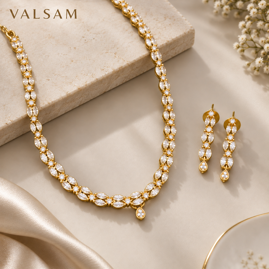 VALSAM crystal necklace and matching earrings