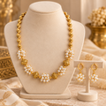 Pearl Flower Jewellery Set - Necklace & Earrings