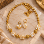 Pearl Flower Jewellery Set - Necklace & Earrings