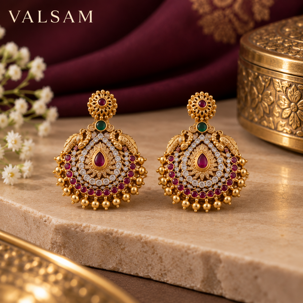 VALSAM Royal Ruby and Emerald Bridal Earrings