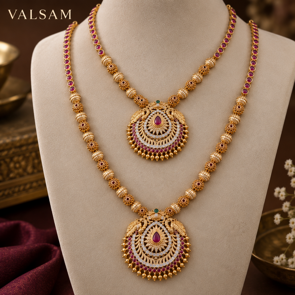 VALSAM Royal Ruby and Emerald Bridal Necklace