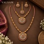 VALSAM Royal Ruby and Emerald Bridal Necklace Set